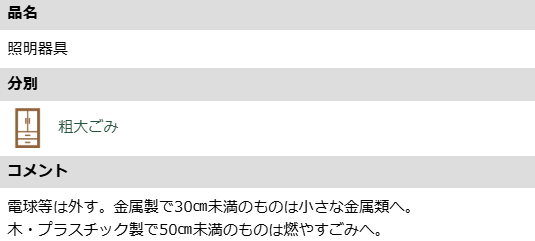 横浜市のシーリングライトの分別情報1