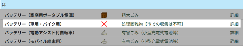 立川市のバッテリーの分別情報1