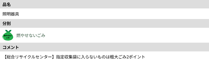 立川市のシーリングライトの分別情報1